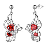 Butterfly Birthstone January Garnet Earrings Sterling Silver - Earrings - Aurora Tears